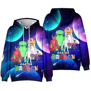 Новая толстовка с капюшоном Garten of Banban Tie Dye Hoodie Streetwear Cartoon Printed Hooded Hooded Hoody Hoody Men Women Cosplay Sports Pullovers XS