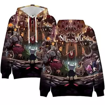 Новая толстовка с капюшоном Hollow Knight Silksong, толстовки с капюшоном в стиле аниме, уличная одежда, толстовка с капюшоном с принтом из мультфильмов, для мужчин и женщин, для косплея, спортивные пуловеры XS