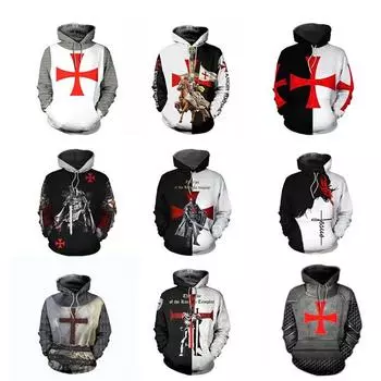 Новая толстовка с капюшоном Knights Templar 3D Printed Men s Trendy Sweatshirt Game Around Sweatshirt S