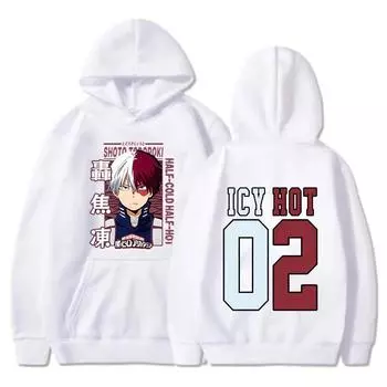 Новая толстовка с капюшоном Todoroki Shoto Print для женщин XS чёрный