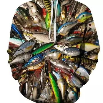 Новая толстовка с капюшоном в стиле Харадзюку с 3D-принтом и принтом в виде рыбалки, мужская и женская модная повседневная рубашка, толстовка с капюшоном S
