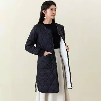 Новая тонкая хлопковая верхняя одежда с длинным рукавом и ромбической решеткой, верхняя одежда с карманами, тонкое легкое осенне-зимнее пальто, модные женские повседневные куртки M