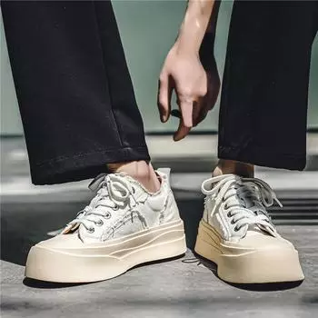 Новая тонкая модная нишевая дизайнерская мужская обувь, летняя дышащая парусиновая обувь на старой платформе, спортивная повседневная обувь 39