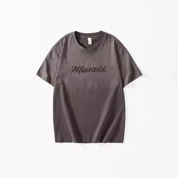 Новая Тяжелая Градиентная Футболка с Коротким Рукавом для Весны и Лета Американская Футболка Короткая Рубашка M