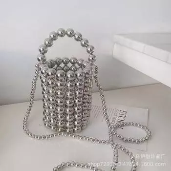 Новая тяжелая промышленность Серебряная фея ручной работы бисерная жемчужная сумка ручная переноска через плечо сумка-ведро