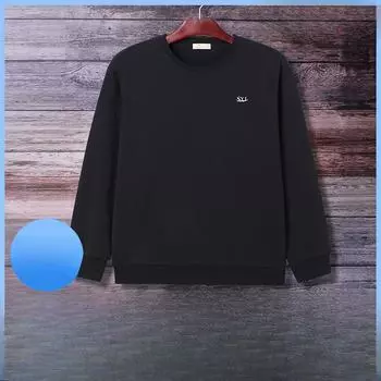 Новая тяжелая весенняя мужская футболка с длинными рукавами и круглым вырезом, эпоксидная нашивка для теплопередачи, рекламная рубашка в культурном стиле S чёрный