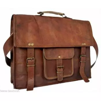 Новая трендовая кожаная сумка-мессенджер ручной работы для ноутбука в винтажном стиле 11 x 15 in коричневый