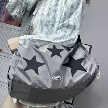 Новая трендовая серая сумка через плечо Niche Splicing Color Blocking Design Stars Backpack Leisure High Capacity Crossbody Bags Travel Bag