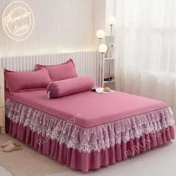 Новая юбка для кровати принцессы, защита для матраса, простыня, кружевная юбка с рюшами, постельное белье, покрывало, нескользящий наматрасник 1pc Skirt 120x200cm