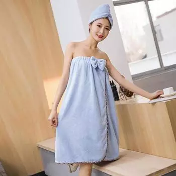 Новая юбка для ванны. Шапочка для сухих волос. Женский слинг на груди. Можно носить. Можно завернуть в банные полотенца. Не ронять волосы. Банное полотенце. Банная шапочка. Быстросохнущий халат. 145x85cm синий