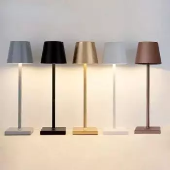 Новая удобная, элегантная и современная перезаряжаемая светодиодная настольная лампа с сенсорным выключателем - стильный и портативный ночник для беспроводного использования 3 color changeable золотой