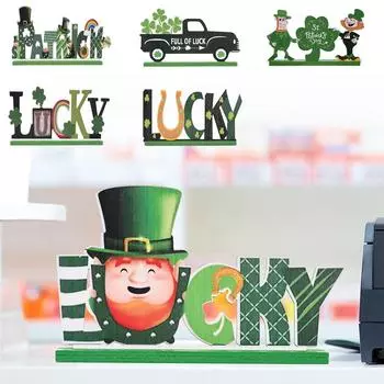 Новая ул.. Деревянные украшения ко Дню Святого Патрика Ирландские праздничные украшения Зеленый лист — праздничные буквы Игрушечные украшения One Size