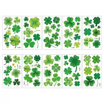 Новая ул.. Наклейка на лицо с тремя и четырьмя листьями на день Святого Патрика, водостойкая наклейка с зеленой шляпой в ирландском стиле One Size