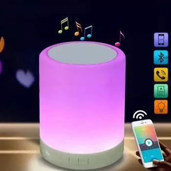 Новая умная музыкальная лампа Bluetooth-динамик 7 цветов светодиодная подсветка беспроводной портативный сабвуфер с микрофоном TF белый