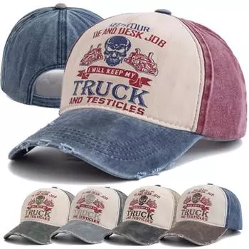 Новая унисекс кепка из стираного хлопка с принтом черепа, состаренная бейсболка для мужчин и женщин, регулируемая повседневная модная шляпа для папы 56cm-60cm темно-синий/кофейный