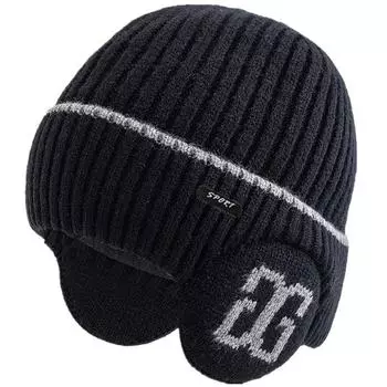 Новая унисекс плюшевая меховая подкладка зимняя шапка-бини с ушами модные зимние шапки для мужчин и женщин уличные классические сохраняющие тепло шапки 55cm-60cm чёрный