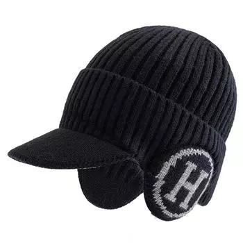 Новая унисекс плюшевая меховая подкладка зимняя шапка с ушами модные шапки-бини для мужчин и женщин уличные сохраняющие тепло шапки 55cm-60cm чёрный