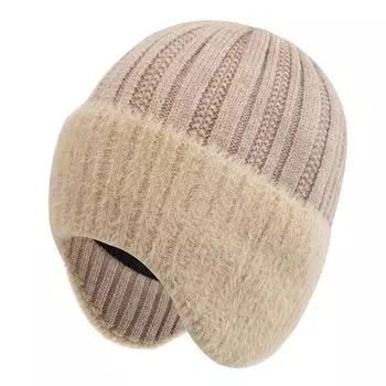 Новая унисекс плюшевая меховая подкладка зимняя шапка с ушами модные шапки-бини для мужчин и женщин уличные сохраняющие тепло шапки 55cm-60cm чёрный