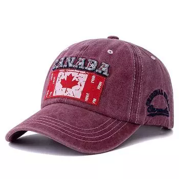 Новая унисекс стираная хлопковая винтажная бейсболка высокого качества с вышитым флагом КАНАДЫ, спортивная кепка для мужчин и женщин 56cm-60cm красный