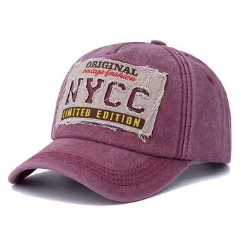 Новая унисекс стираный хлопок винтажная бейсболка NYCC вышитые буквы уличный спорт папа кепка для мужчин и женщин 56cm-60cm красный