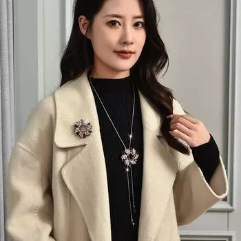 Новая универсальная цепочка для свитера, модное и элегантное длинное ожерелье со спиральным цветком для женщин с двумя цветами на груди 86cm