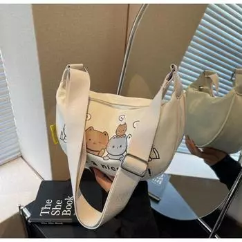 Новая универсальная холщовая сумка через плечо для, студенческий ленивый стиль, мультяшная милая сумка под мышкой, сумка-мессенджер серый