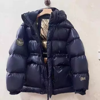 Новая универсальная куртка-пуховик черного золота в корейском стиле для женщин с укороченной талией, утолщенная куртка на гусином пуху, модная M чёрный