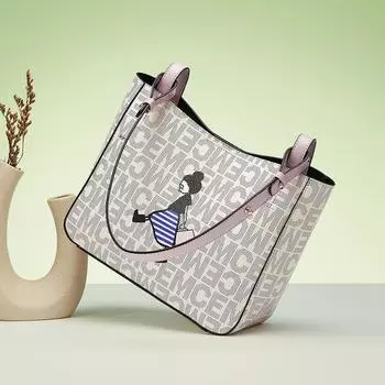 Новая универсальная модная сумка, простая, с милым мультяшным принтом, повседневная женская сумка через плечо, большая вместительная сумка-тоут