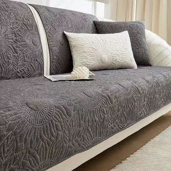 Новая универсальная подушка для дивана Four Seasons, моющаяся, из чистого хлопка, нескользящая, однотонная, с вышитыми цветами, чехол для дивана 70x70cm 1pcs