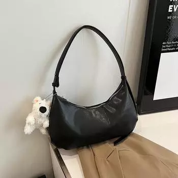 Новая универсальная сумка-мешок для пельменей в стиле ретро с полумесяцем, женская сумка для поездок на работу через подмышку, модная сумка через плечо, простая сумка через плечо 32*6*22 темно-коричневого