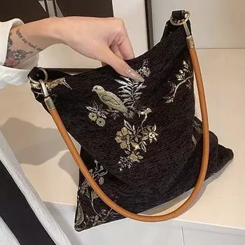 Новая универсальная сумка подмышкой в китайском стиле, женская новая литературная ретро-сумка из ткани, сумка через плечо, большая вместительная сумка для поездок на работу 31cm*1cm*30cm