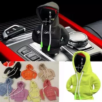 Новая универсальная толстовка с капюшоном для рычага переключения передач автомобиля, чехол для рычага переключения передач, толстовка с капюшоном, чехол для рычага переключения передач, свитер, украшения для автомобиля розовый