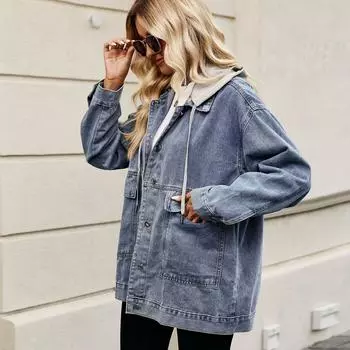 Новая универсальная утягивающая ретро классическая свободная джинсовая повседневная куртка для женщин