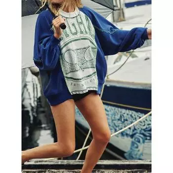 Новая универсальная женская длинная стильная сексуальная повседневная модная удобная высококачественная футболка верхняя базовая рубашка S синий