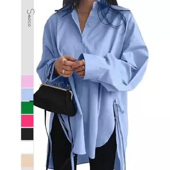 Новая универсальная женская длинная стильная сексуальная повседневная модная удобная высококачественная футболка верхняя базовая рубашка S чёрный