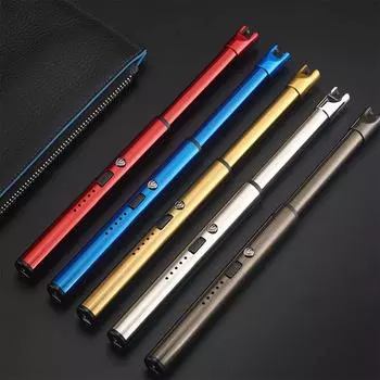 Новая USB-зарядная дуговая ветрозащитная зажигалка для кухни, портативная зажигалка для барбекю на открытом воздухе, аксессуары для сигарет серебряный