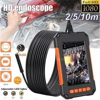 Новая усовершенствованная эндоскопическая камера 1080P HD бороскоп 4.3” ЖК-экран инспекционная камера IP67 водонепроницаемый промышленный эндоскоп с 8 светодиодами с регулируемой яркостью 2M 8MM Single Lens