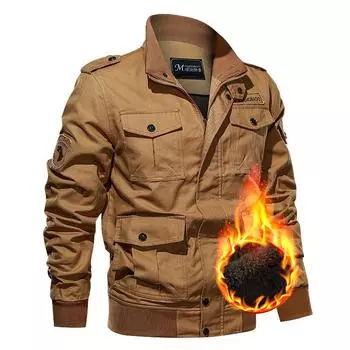 Новая утолщенная свободная куртка с флисовой подкладкой больших размеров, повседневное пальто для людей среднего возраста с несколькими карманами L зелёный