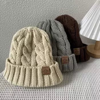 Новая утолщенная вязаная шапка для мужчин и женщин, зимняя, теплая, с защитой от ушей, ветрозащитная, повседневная, шерстяная шапка One Size чёрный