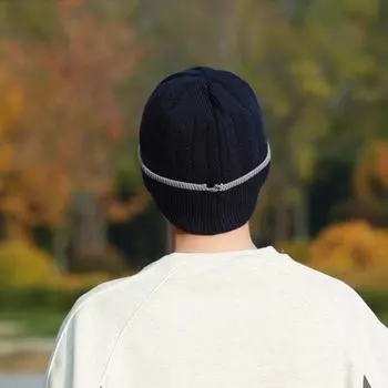 Новая утолщенная вязаная шапка, холодная шапка, мужская повседневная шерстяная шапка, теплая флисовая шапка, спортивная шапка для детей one size fits all тёмно-синий