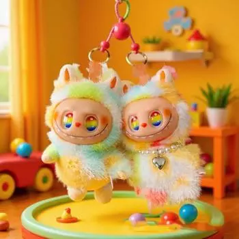 Новая V5.0 Labubu 5-го поколения Плюшевая игрушка-брелок, аксессуары для сумки, украшение для автомобильного кондиционера, трендовая фигурка, подарок, коллекционный предмет для девочек