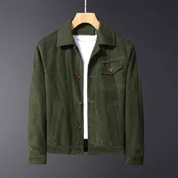 Новая вельветовая куртка мужская весна и осень хлопковая повседневная ретро трендовая универсальная мужская осенняя куртка с лацканами M