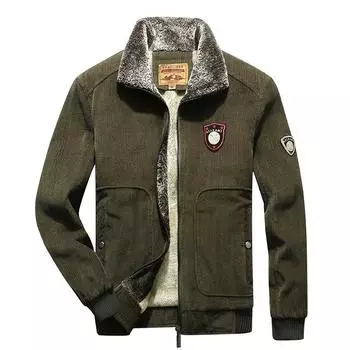 Новая вельветовая мужская куртка плюс бархатная куртка мужская зеленая повседневная куртка с лацканами хлопковая куртка S