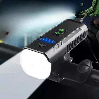 Новая велосипедная фара с звуковым сигналом 4 * T6, электрический дисплей большой емкости, многофункциональный внешний аккумулятор, уличный фонарь для верховой езды чёрный