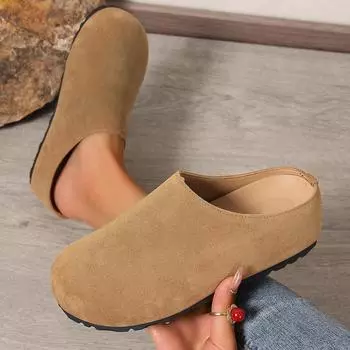 Новая верхняя одежда сумка головные тапочки женские 43 досуг 2025 весна большой размер замшевые ленивые одна педаль полутапочки хочу 36 темно-коричневого