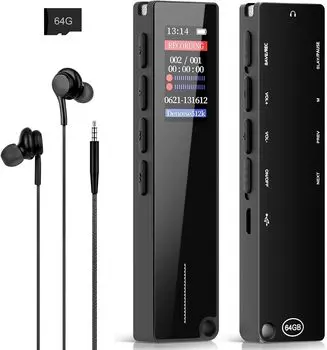 новая версия 64 ГБ Голос 1536kbps звук IC 42 часа непрерывного цветного ЖК-дисплея шум стереозвук таймер переменной скорости воспроизведения повторное воспроизведение функция OTG