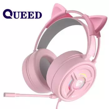 Новая версия Cat проводной игровой гарнитуры для ноутбука для киберспорта The Pink Crystal Header с пшеницей чёрный