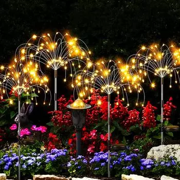 Новая версия солнечные фейерверки, уличные водонепроницаемые травяные шары, одуванчики, мигающие гирлянды, 60/150/200/240 светодиодные садовые праздничные огни для газона 60LED разноцветный