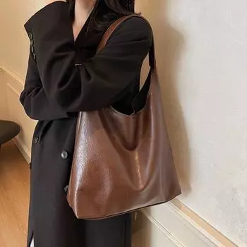 Новая версия сумка подмышкой сумка большой вместимости женская езда на работу ретро Майяр французская сумка-тоут 35*13*40 чёрный