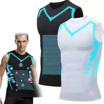 Новая версия жилета Energxcel Ionic Shaping Vest, удобная и дышащая ткань Ice-Silk для мужчин, помогающая создать идеальное тело 3X-Large чёрный